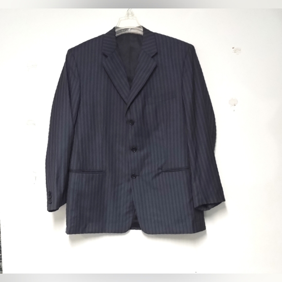 Fox Bros custom made men's grey pinned striped 3 buttons blazer - Picture 2 of 9